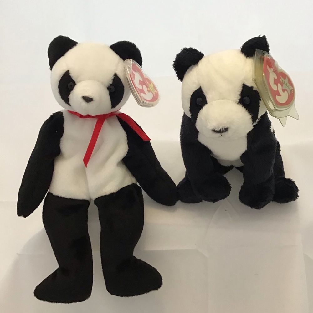 Ty Beanie Babies Two Panda Bears NWT